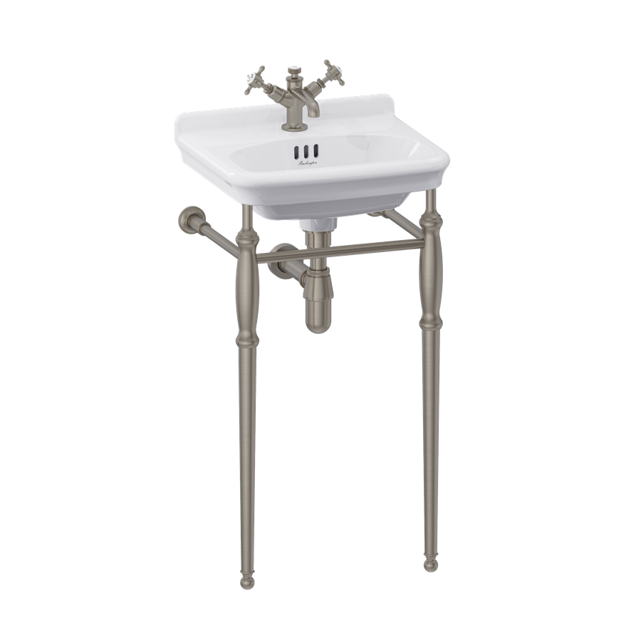 Tvättställ Burlington Guild 45 cm 1-håls med ställning Borstad nickel