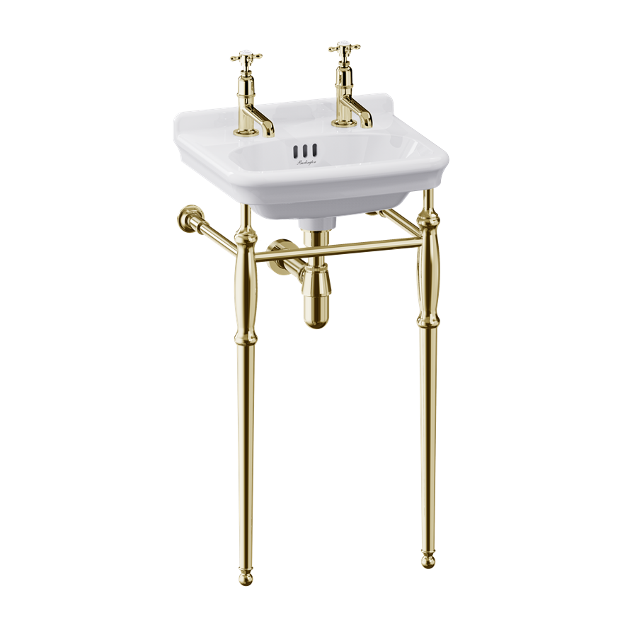 Tvättställ Burlington Guild 45 cm 2-håls med ställning Guld