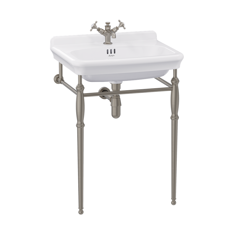 Tvättställ Burlington Guild 62 cm 1-håls med ställning Borstad nickel