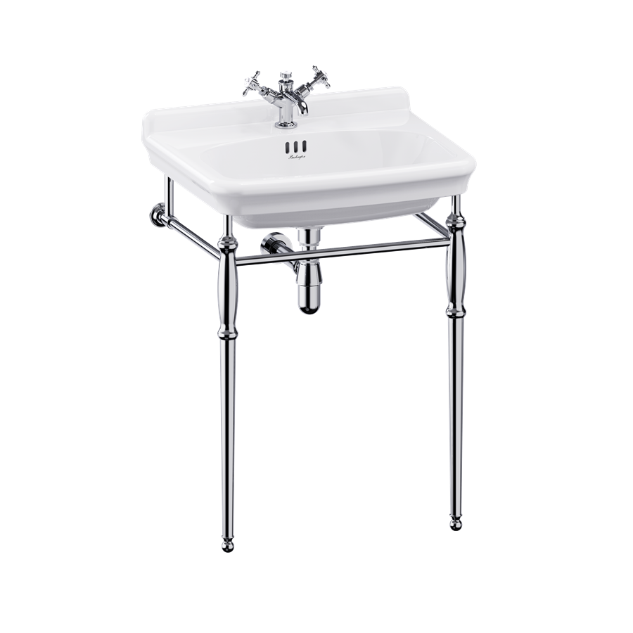 Tvättställ Burlington Guild 62 cm 1-håls med ställning Krom