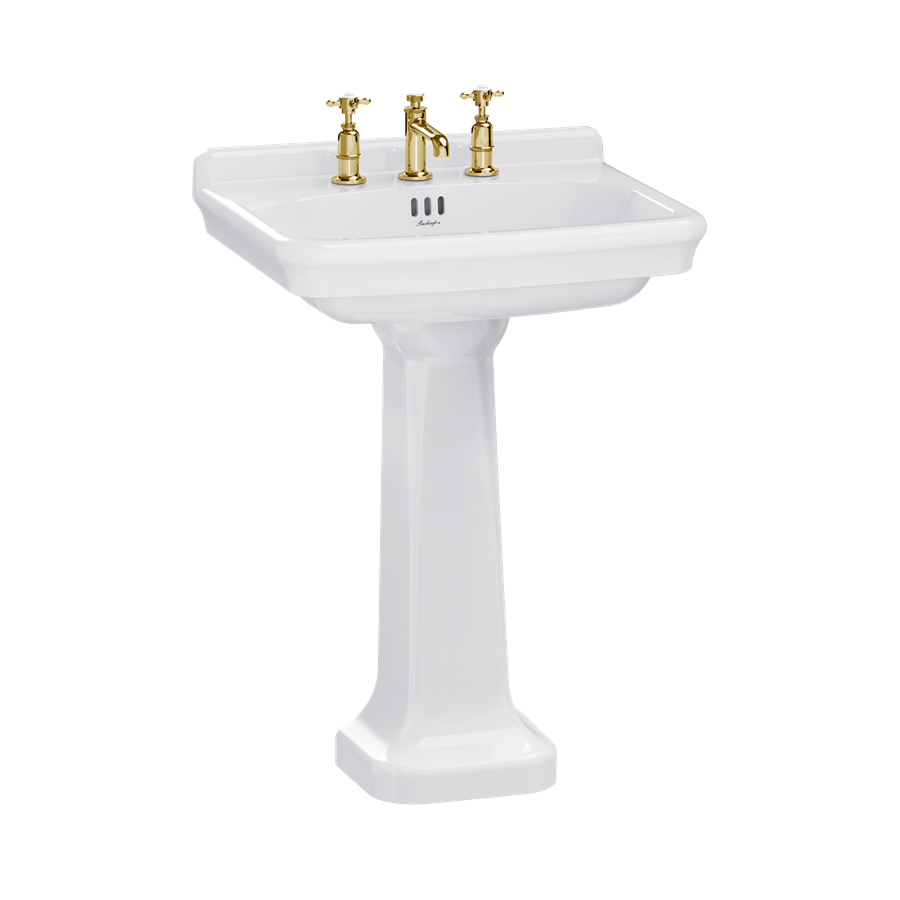 Tvättställ Burlington Guild 62 cm 3-håls med piedestal