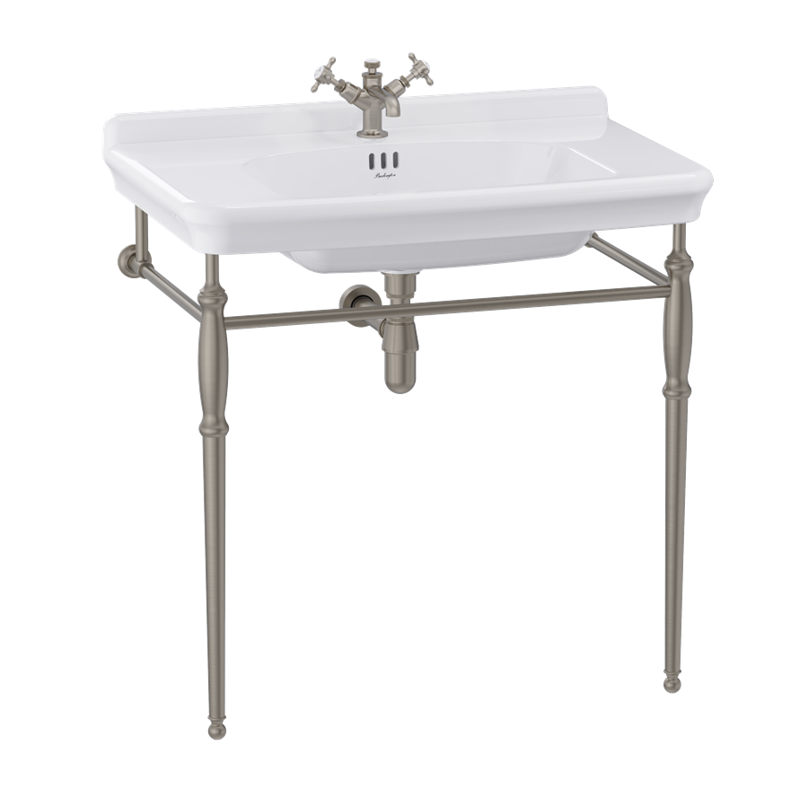 Tvättställ Burlington Guild 85 cm 1-håls med ställning Borstad nickel