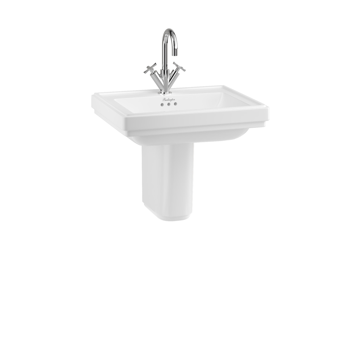 Tvättställ Burlington Riviera 58 cm 1-håls med halvpiedestal