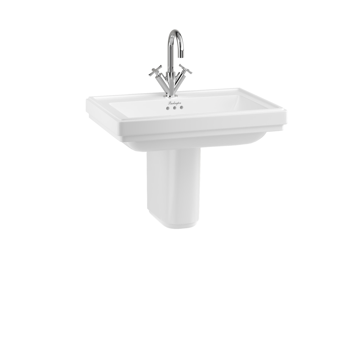 Tvättställ Burlington Riviera 58 cm 1-håls med halvpiedestal