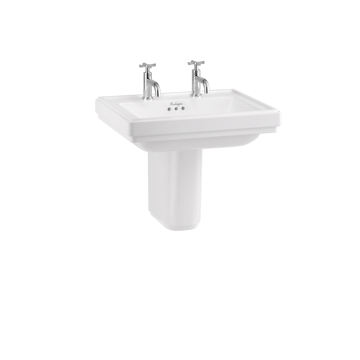 Tvättställ Burlington Riviera 58 cm 2-håls med halvpiedestal