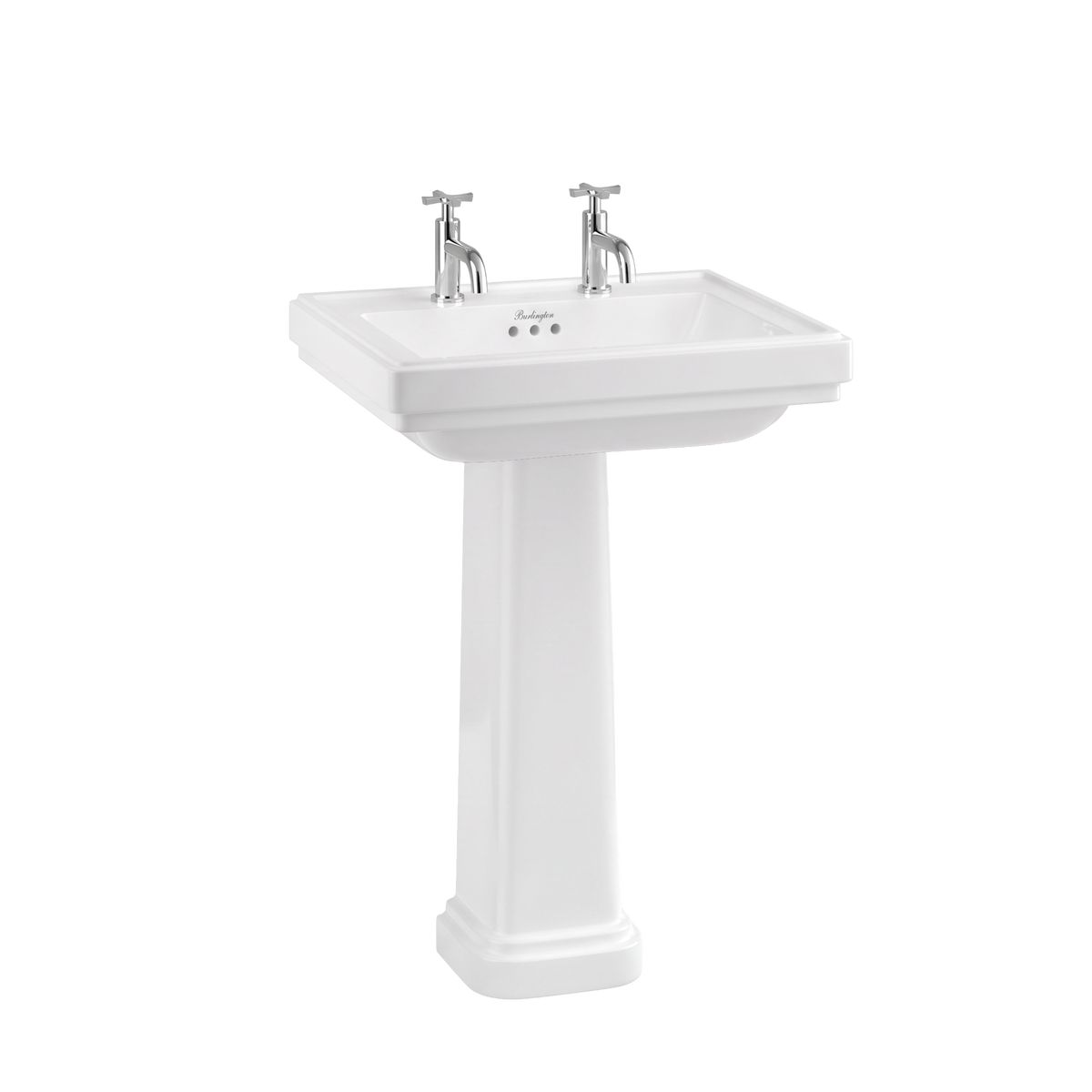 Tvättställ Burlington Riviera 58 cm 2-håls med piedestal