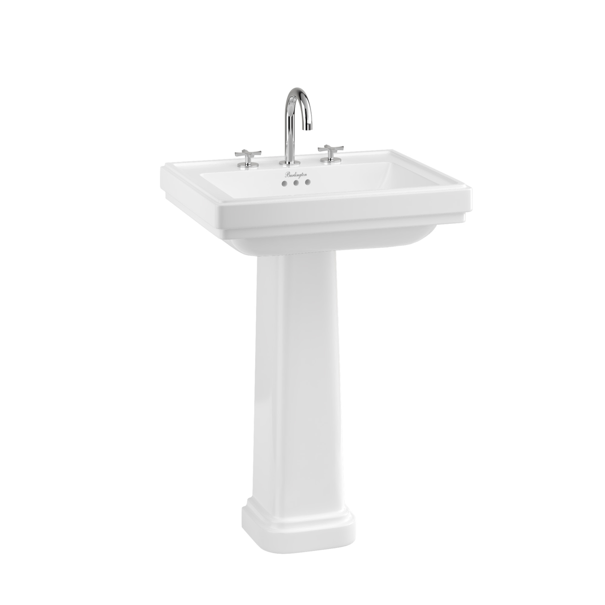 Tvättställ Burlington Riviera 58 cm 3-håls med piedestal