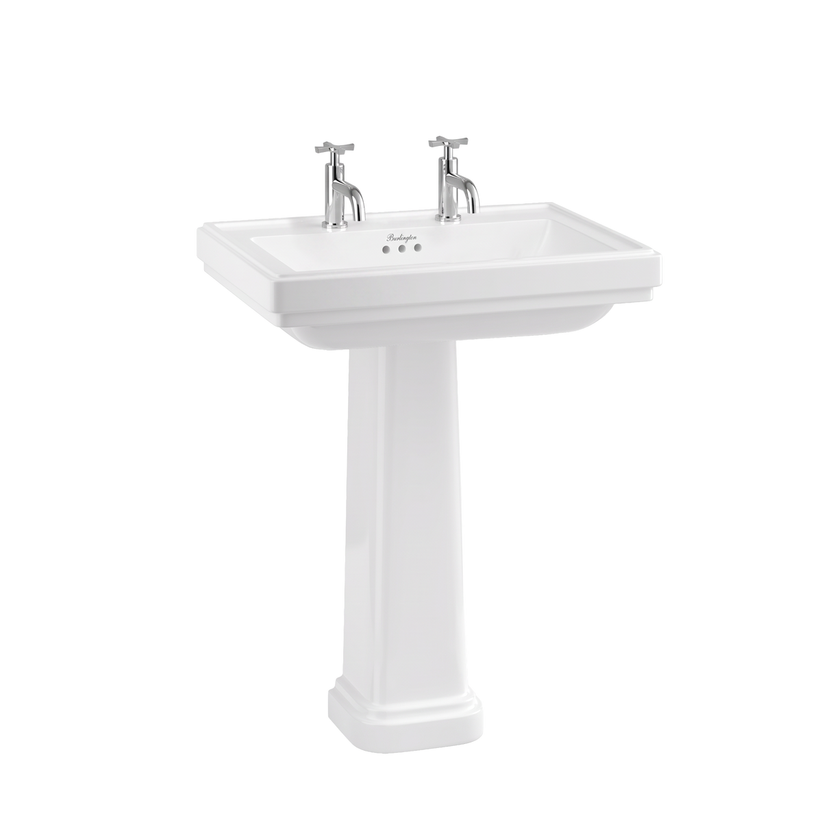 Tvättställ Burlington Riviera 65 cm 2-håls med piedestal