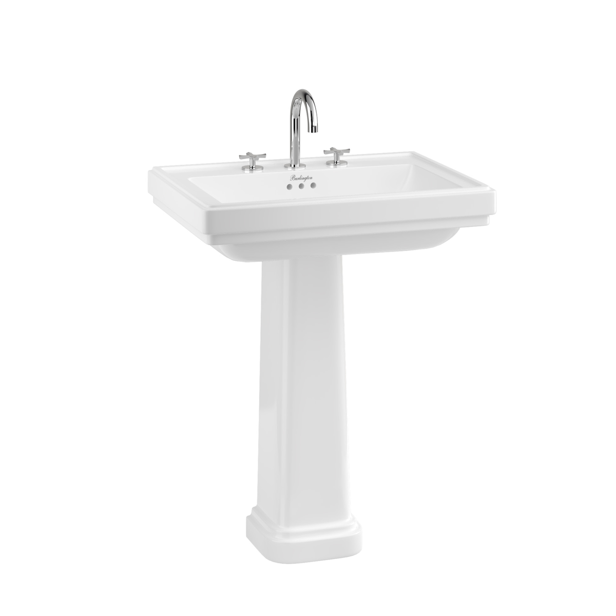 Tvättställ Burlington Riviera 65 cm 3-håls med piedestal