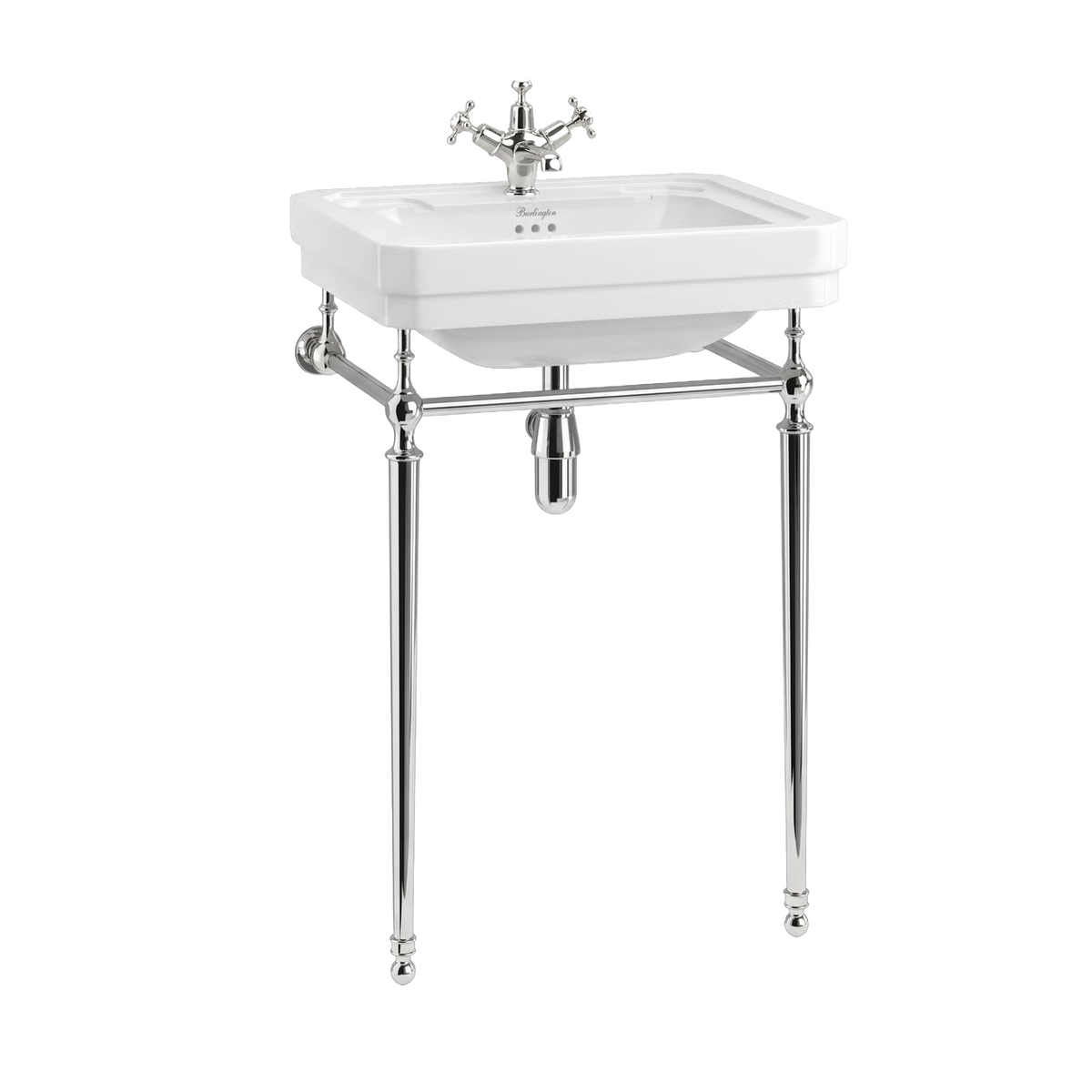 Tvättställ Burlington Victorian 56 cm 1-håls med ställning Krom