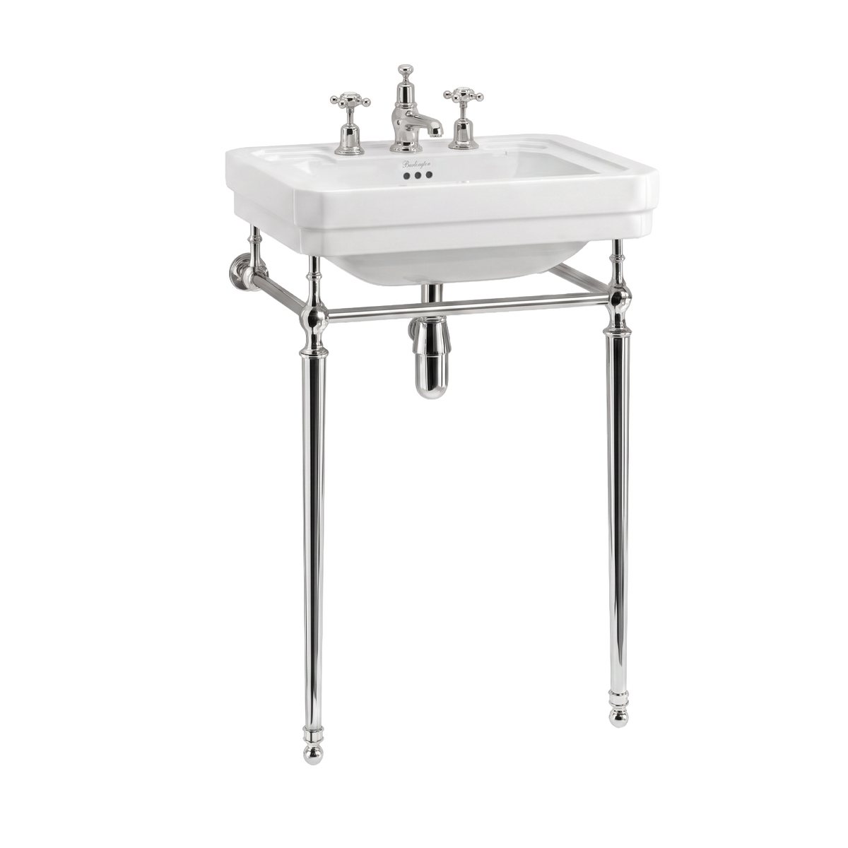 Tvättställ Burlington Victorian 56 cm 3-håls med ställning Krom