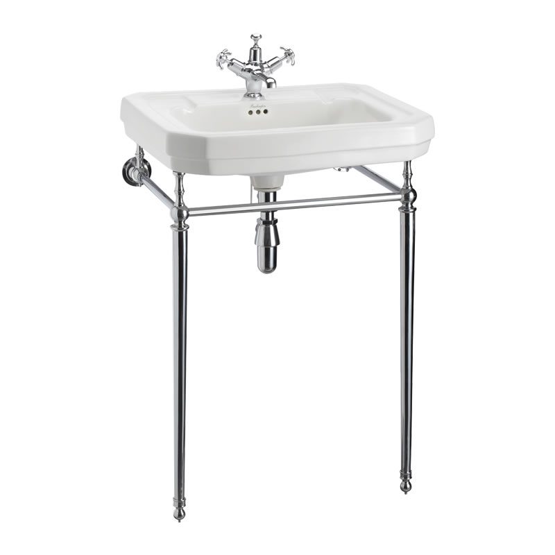 Tvättställ Burlington Victorian 61 cm 1-håls med ställning Krom